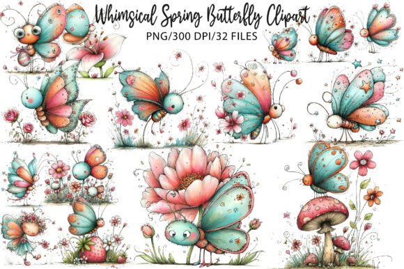 Download Whimsical Spring Butterfly Clipart - Spring Collection