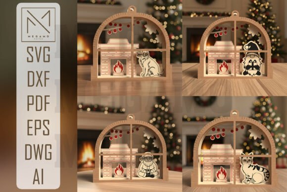 Download Christmas Fireplace Ornament SVG - Premium Resources