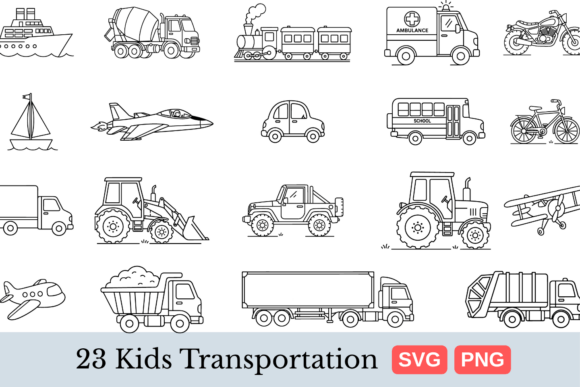 Download Cute Kids Transportation SVG Bundle - Kid Collection