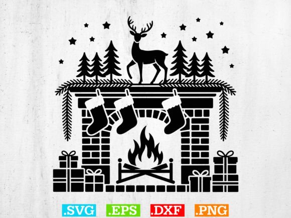 Download Christmas Fireplace Silhouette SVG - Premium Bundle