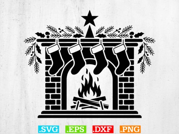 Download Christmas Fireplace Silhouette SVG - Premium Bundle