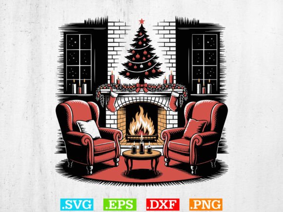 Download Christmas Fireplace Silhouette SVG - Premium Bundle