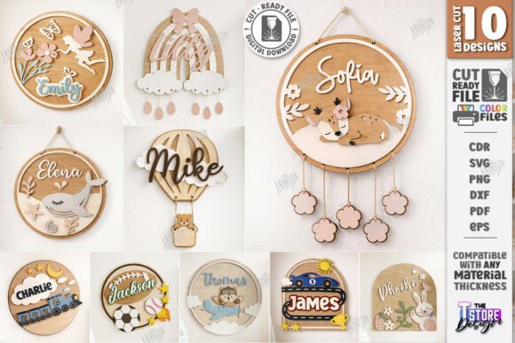 Download 3D Kids Room Name Signs Laser Cut Bundle - Kid Collection