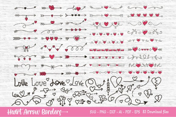 Download Hand Drawn Heart Arrow Borders SVG - Hand Collection
