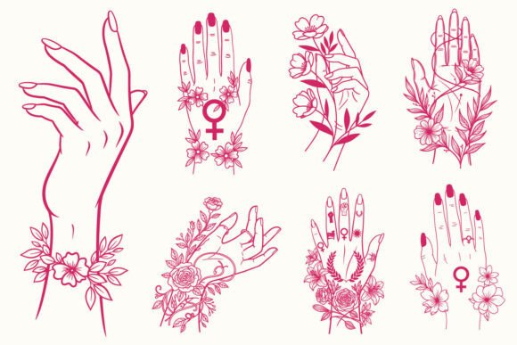 Download Women’s Day Floral Feminine Hand SVG Set - Hand Collection