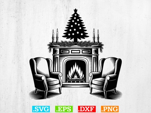 Download Christmas Fireplace Silhouette SVG - Premium Bundle