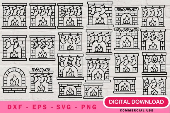 Download Christmas Fireplace Stockings SVG - Premium Resources