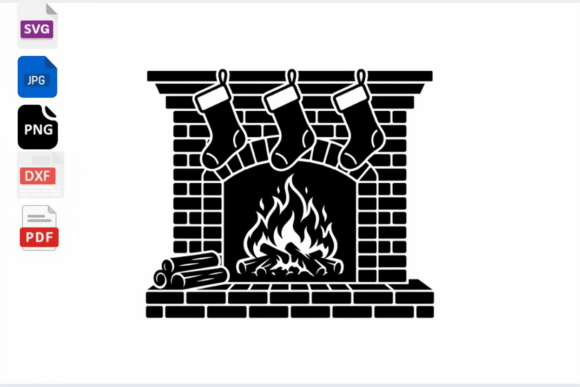 Download Christmas Fireplace SVG Stocking Dxf Png - Premium Resources