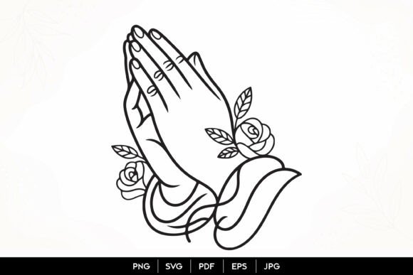 Download Praying Hands Rose Line Art SVG - Hand Collection
