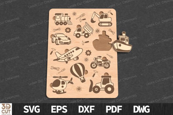 Download Vehicles Puzzle for Kids SVG Laser Cut - Kid Collection
