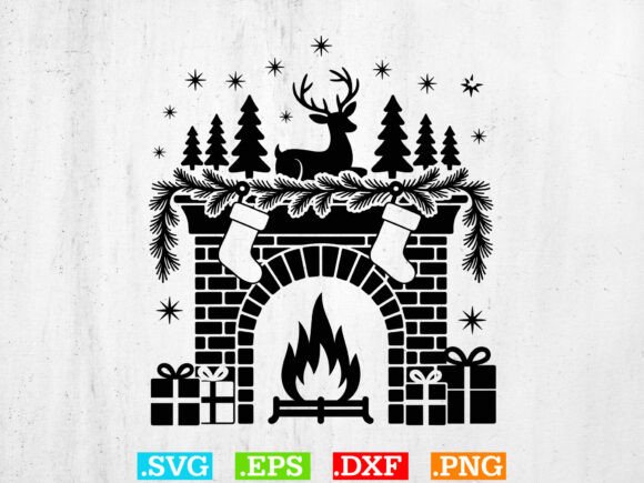 Download Christmas Fireplace Silhouette SVG - Premium Resources