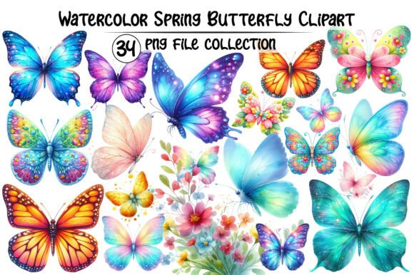 Download Watercolor Spring Butterfly Clipart - Spring Collection